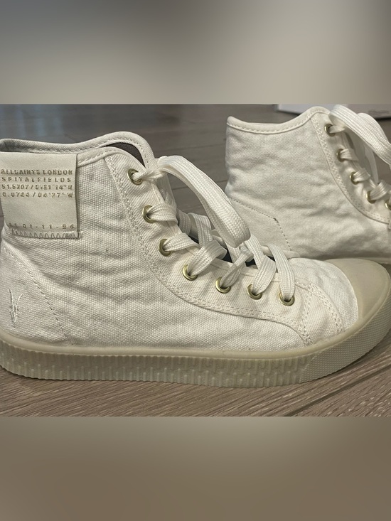 All Saints Shoes - AllSaints Off-White Canvas High-Top Sneakers